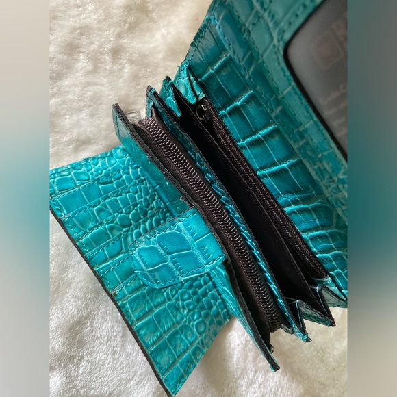 PATRICIA NASH  Cametti Croco Embossed Aqua Wallet - Picture 9 of 13